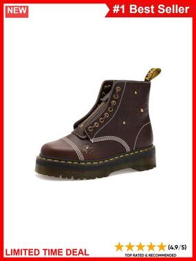 Dr. Martens Sinclair Flower Leather Heeled Ankle Boots Combat